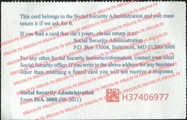 Buy SOCLAL SECURITY fake ID front view online