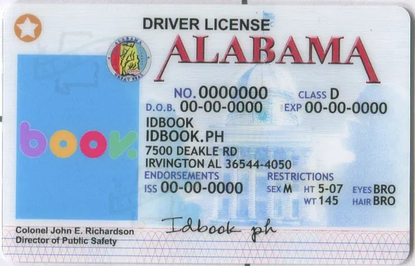 Buy Alabama fake ID front view online