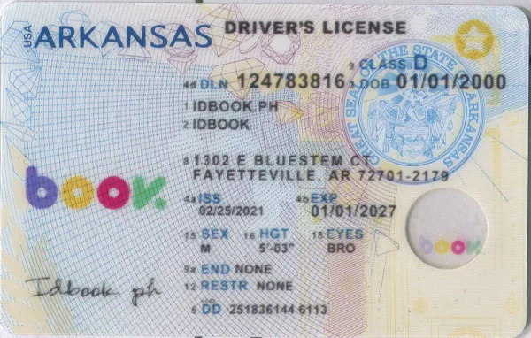 Buy Arkansas fake ID front view online