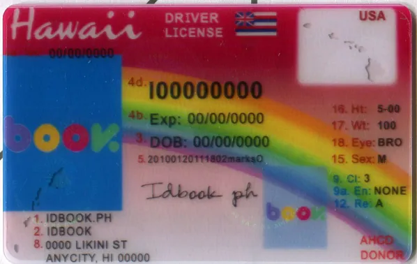 Buy Hawaii fake ID front view online