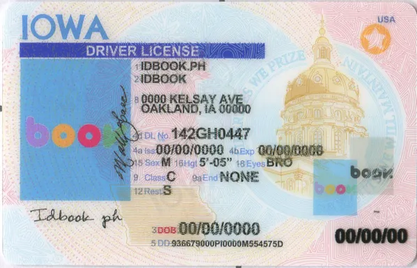 Buy Iowa fake ID front view online