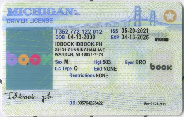 Buy Michigan fake ID front view online