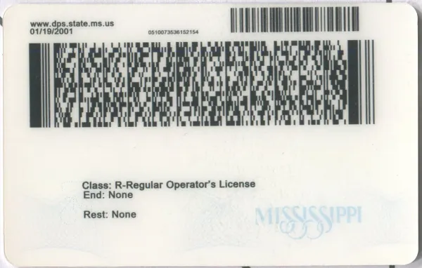 Buy Mississippi fake ID front view online